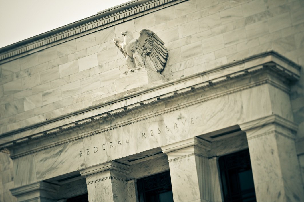 The outside of the federal reserve building.