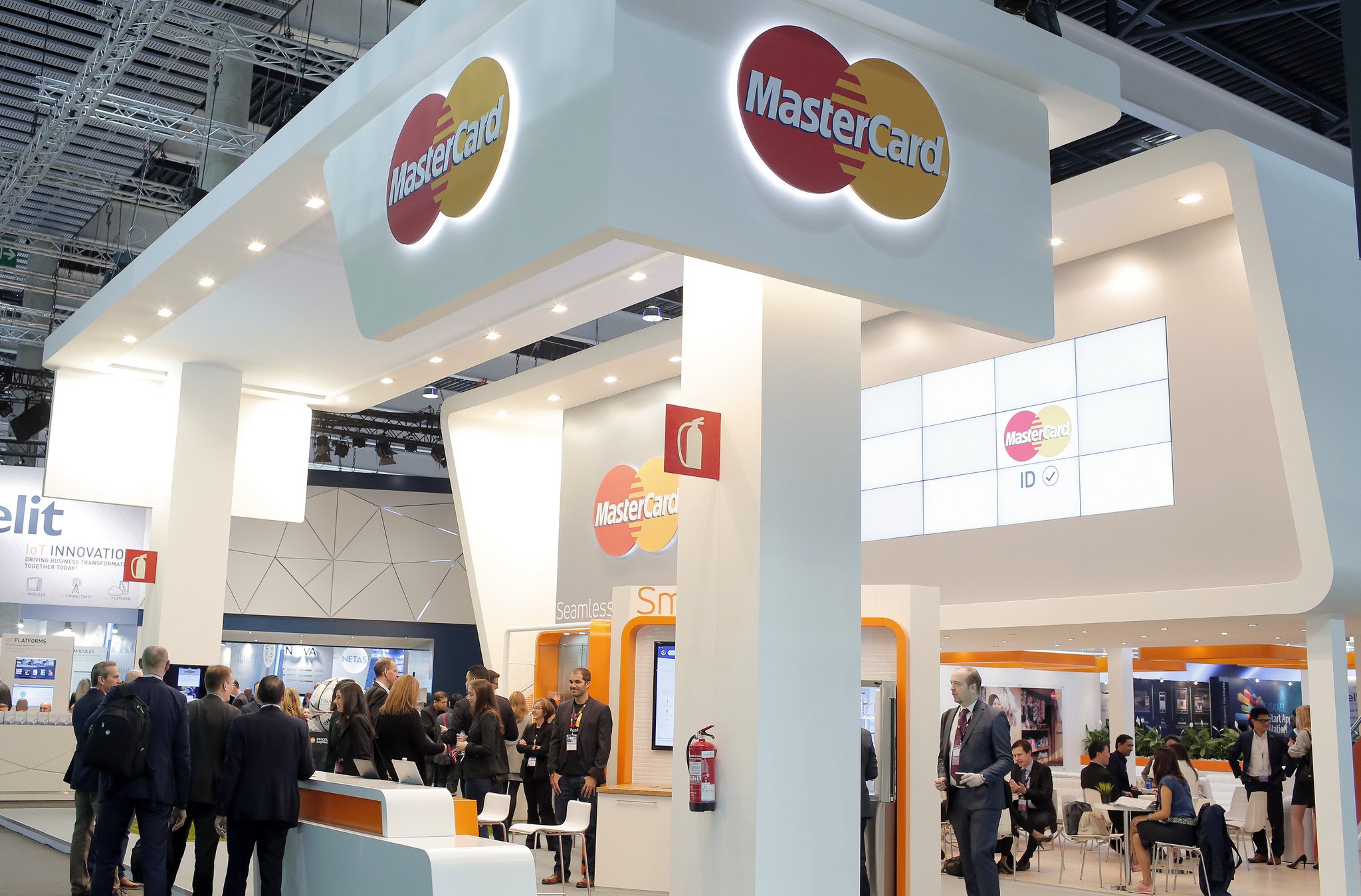 Mastercard booth at mobile world conference 2016.