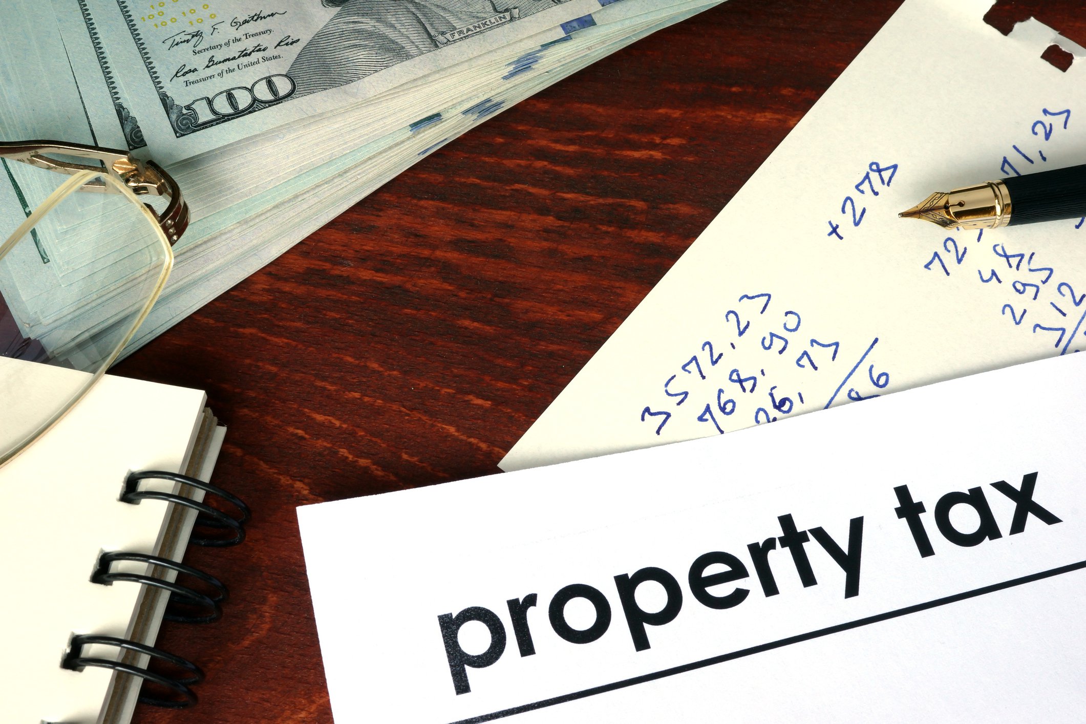 Corner of paper that says Property Tax