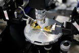 Semiconductor chip being manufactured on supply chain in factory