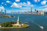 Statue of Liberty and New York Harbor aerial photo