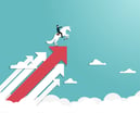 cartoon-businessperson-rides-unicorn-on-arrows
