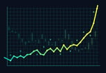 A line graph showing dramatically upward momentum.