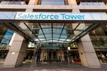 Exterior entryway of Salesforce Tower in Indianapolis