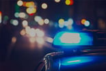 Blue light on police vehicle
