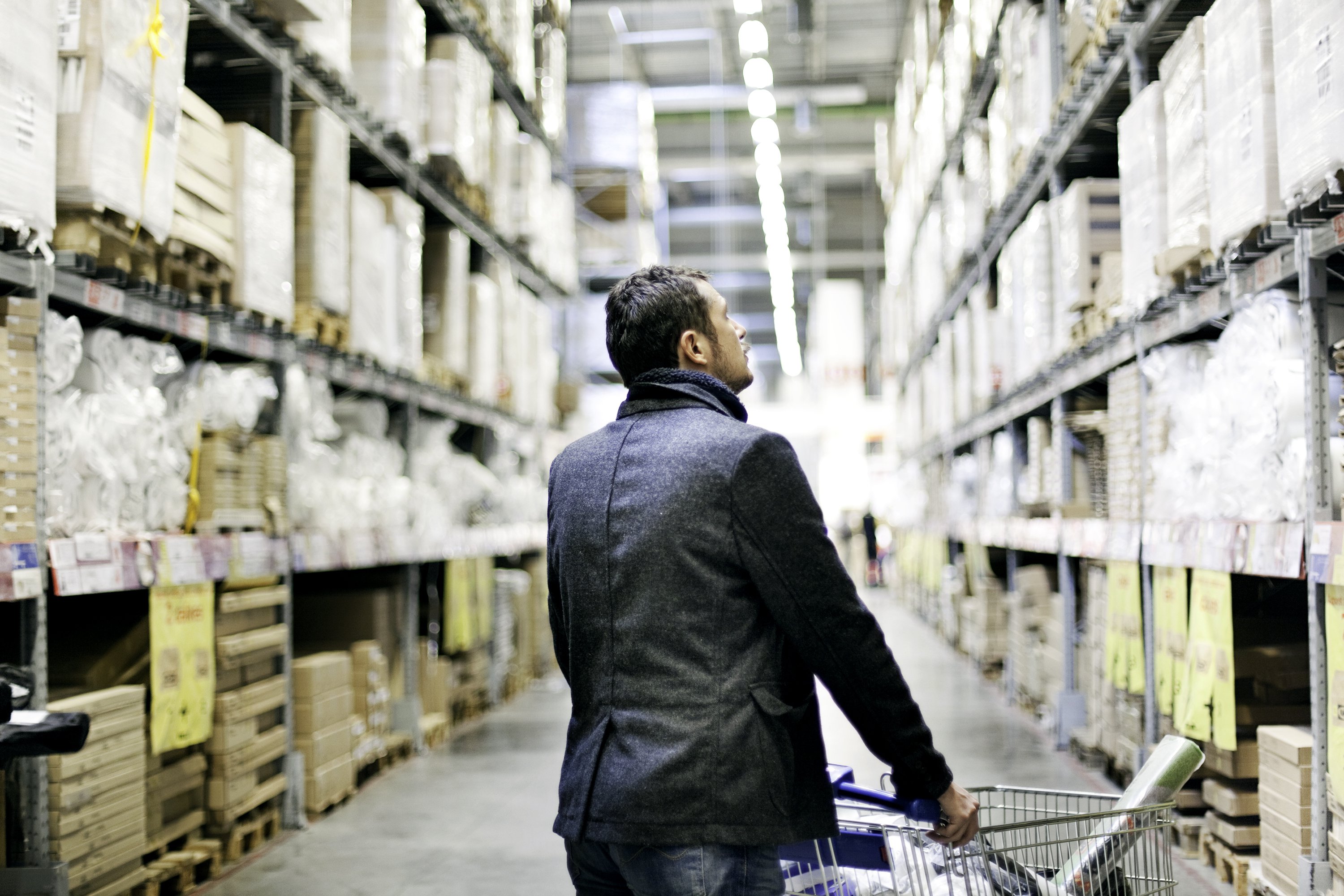 Man shopping in a warehouse store