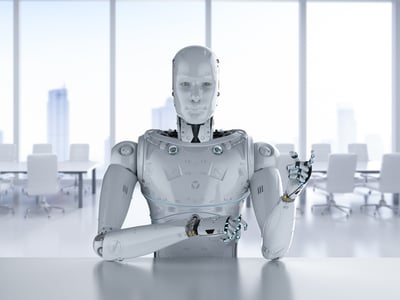 White android robot AI concept for Tesla artificial intelligence business