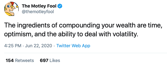 The ingredients of compounding your wealth are time, optimism, and the ability to deal with volitility.